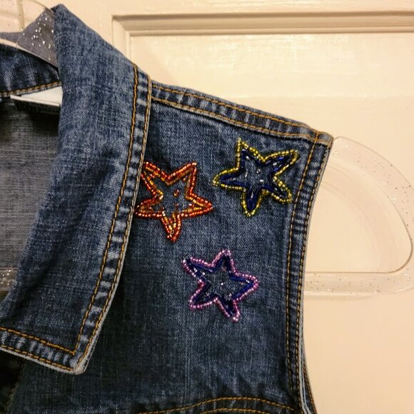 Chico's Design Embroidered Denim Vest Size 1 - Picture 5 of 6